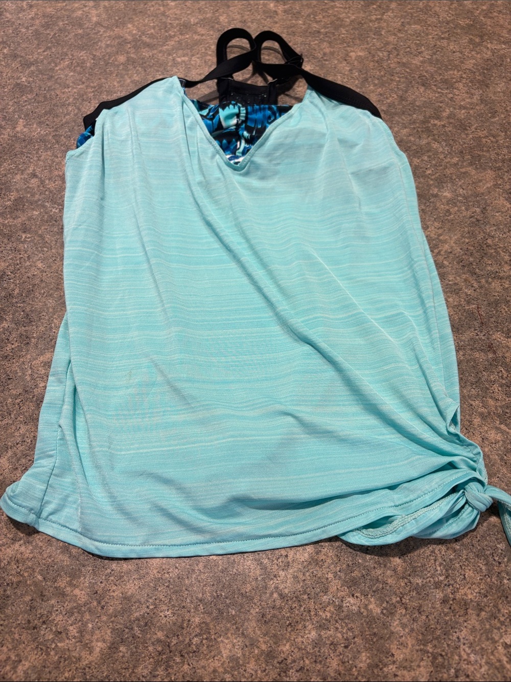 ZeroXposur Aqua Blue Swim Tankini with Black Straps